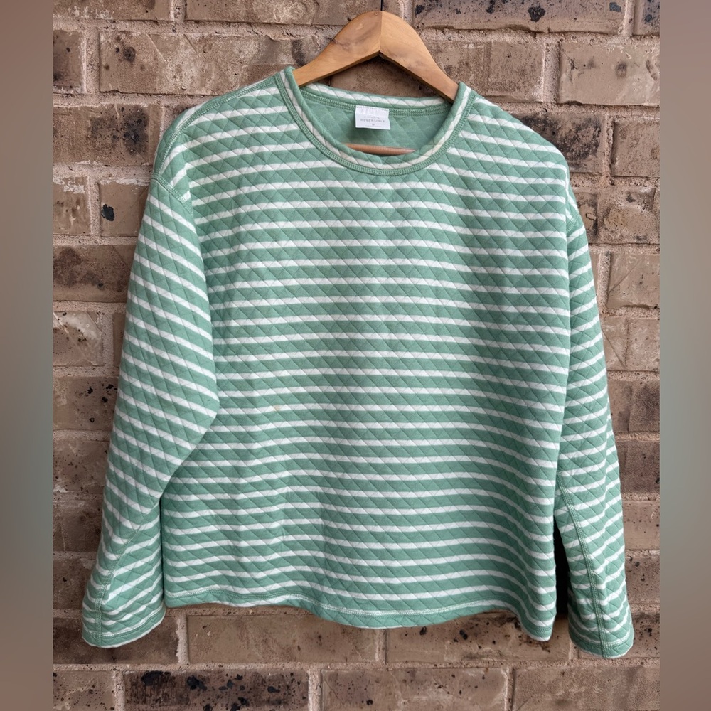 J. Crew Reversible quilted pullover Eucalyptus Steam Ivory size S - Picture 2 of 9